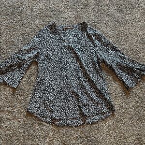 Chic Black and White Floral Blouse